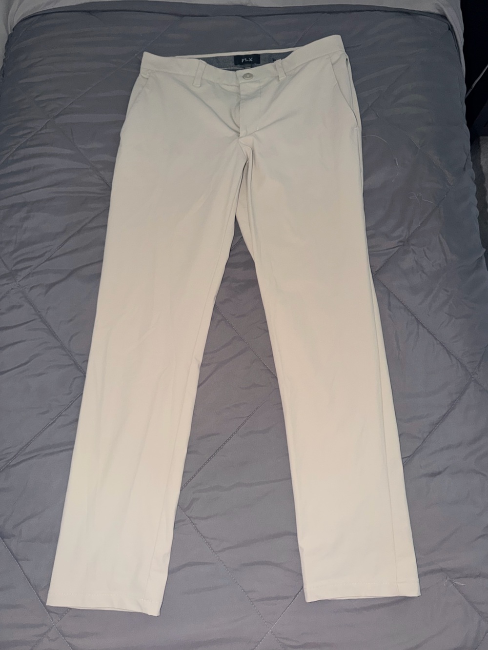 FLX Men's Slim Stretch Chinos in Off-White